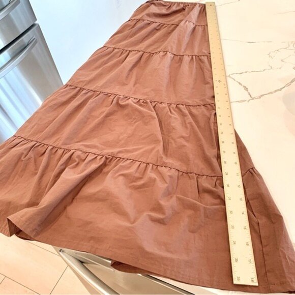 🌞 ZARA Tiered Maxi Skirt in Chocolate Brown Medium - Picture 9 of 12